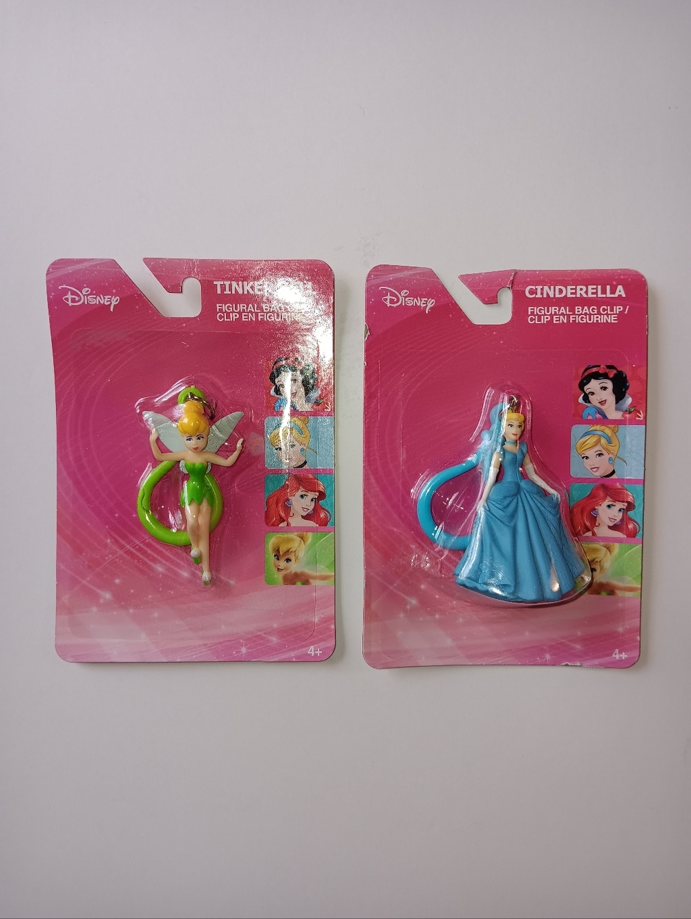 Disney Tinkerbell & Cinderella Figural Bag Clips Sealed Package Toy